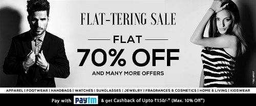 Fashionandyou Flat- Tering Sale : Branded Fashion Apparels at flat 70% off with extra 10% Paytm Cashback