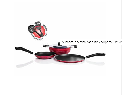 Paytm Sumeet 2.6 Mm Nonstick Superb Six Gift Set at low price Rs.769/-