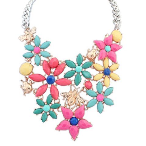 Optionsz Buy Multicolor Floral Beads Statement Neckpiece at Rs.638/-