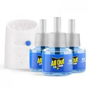 [LD] All Out Ultra Combi Pack 3 Refill + 1 Machine | Ultra Liquid Power | Kills Dengue Mosquitoes | 100% More Power Mosquito Repellent