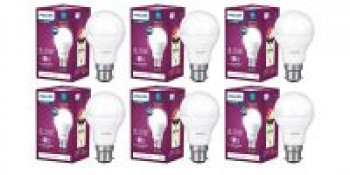 PHILIPS Ace Saver 8.5W B22 LED Bulb, Crystal White, Pack of 6
