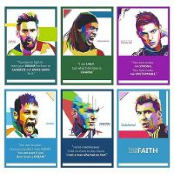 VantageKart Football Players Inspirational Motivational Self Adhesive Wall Posters For Home & Office Decor (Paper, 18x12-inch, Multi) - Set of 6
